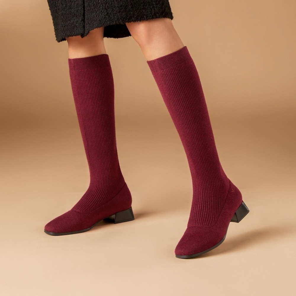 VIVAIA‎ Knee-High Water Repellent Wool Boots Burgundy Red size EU/37.5 US/7